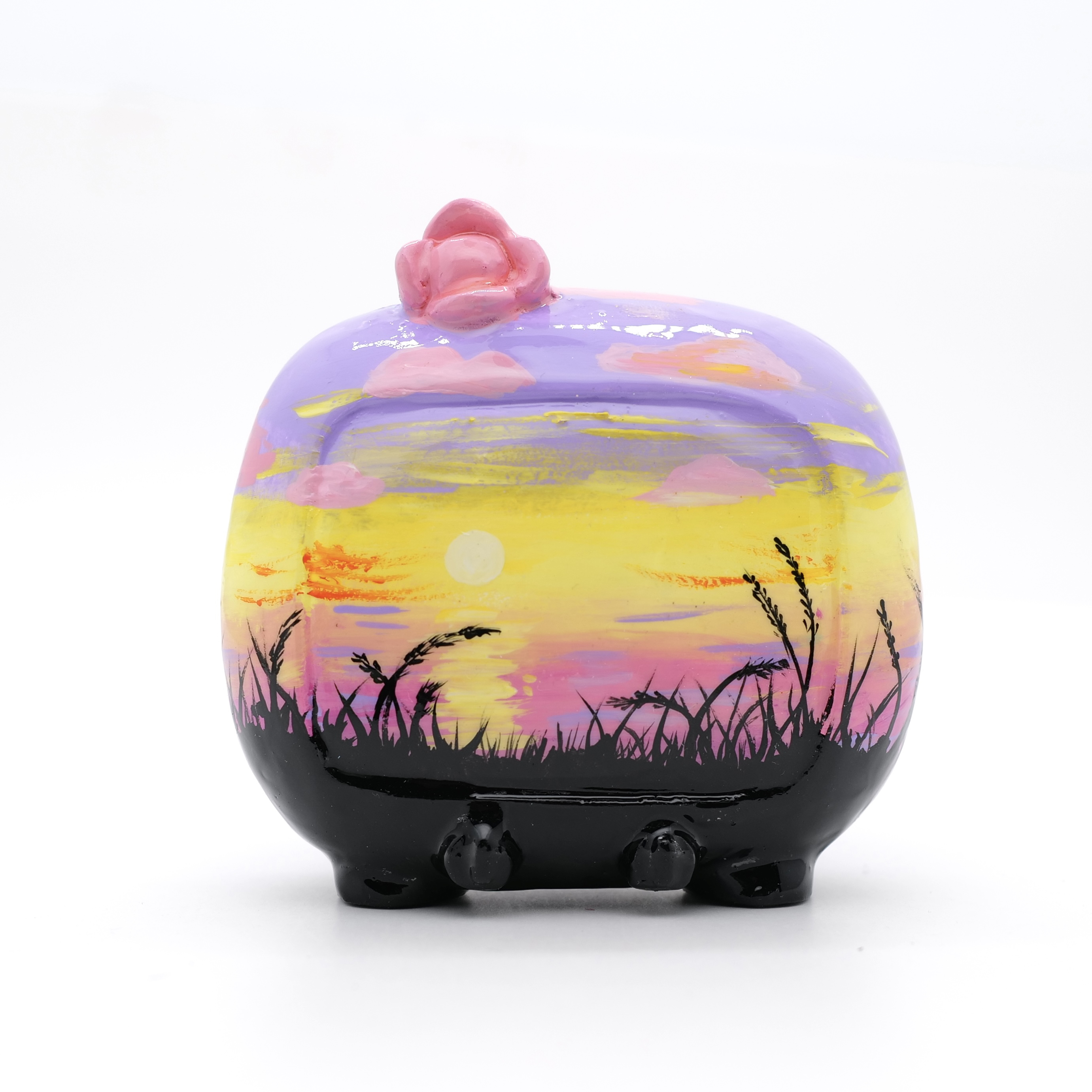 《王甜心电视机》艺术石膏作品，手工绘制，仅一件