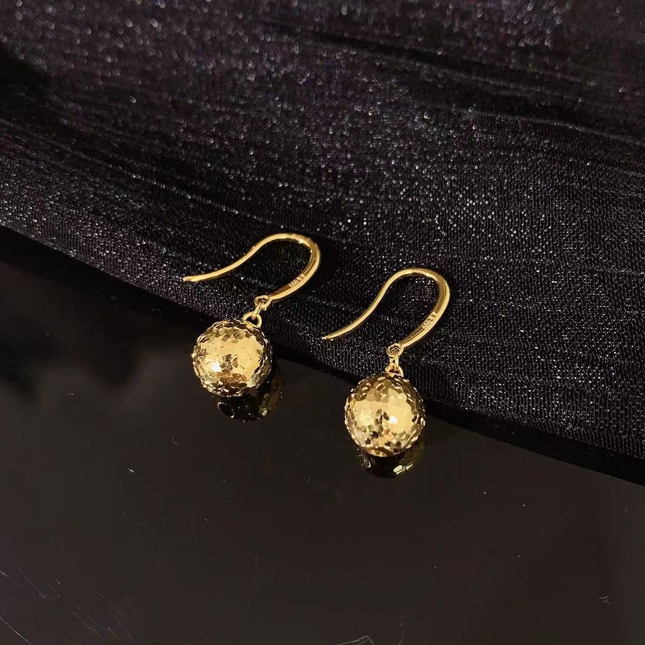 【伟新源】足金999 5G工艺 碎碎冰球耳钩（点击选择克重）