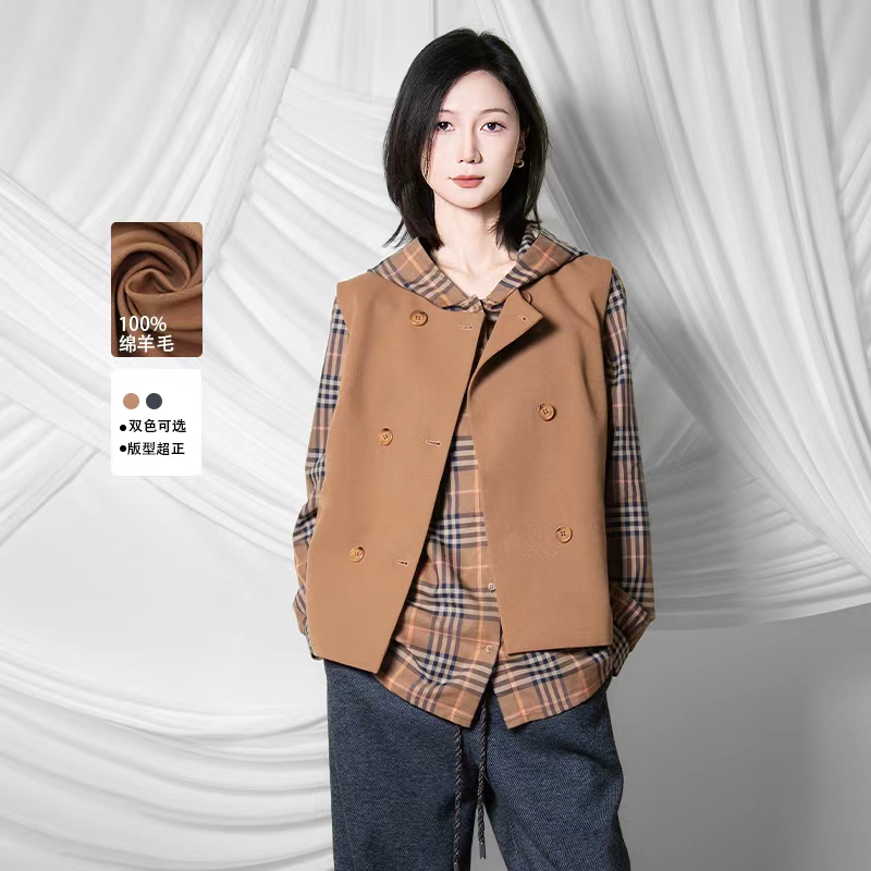 MASIENDI/玛丝恩迪秋季薄款美拉德色氛围感马甲40219