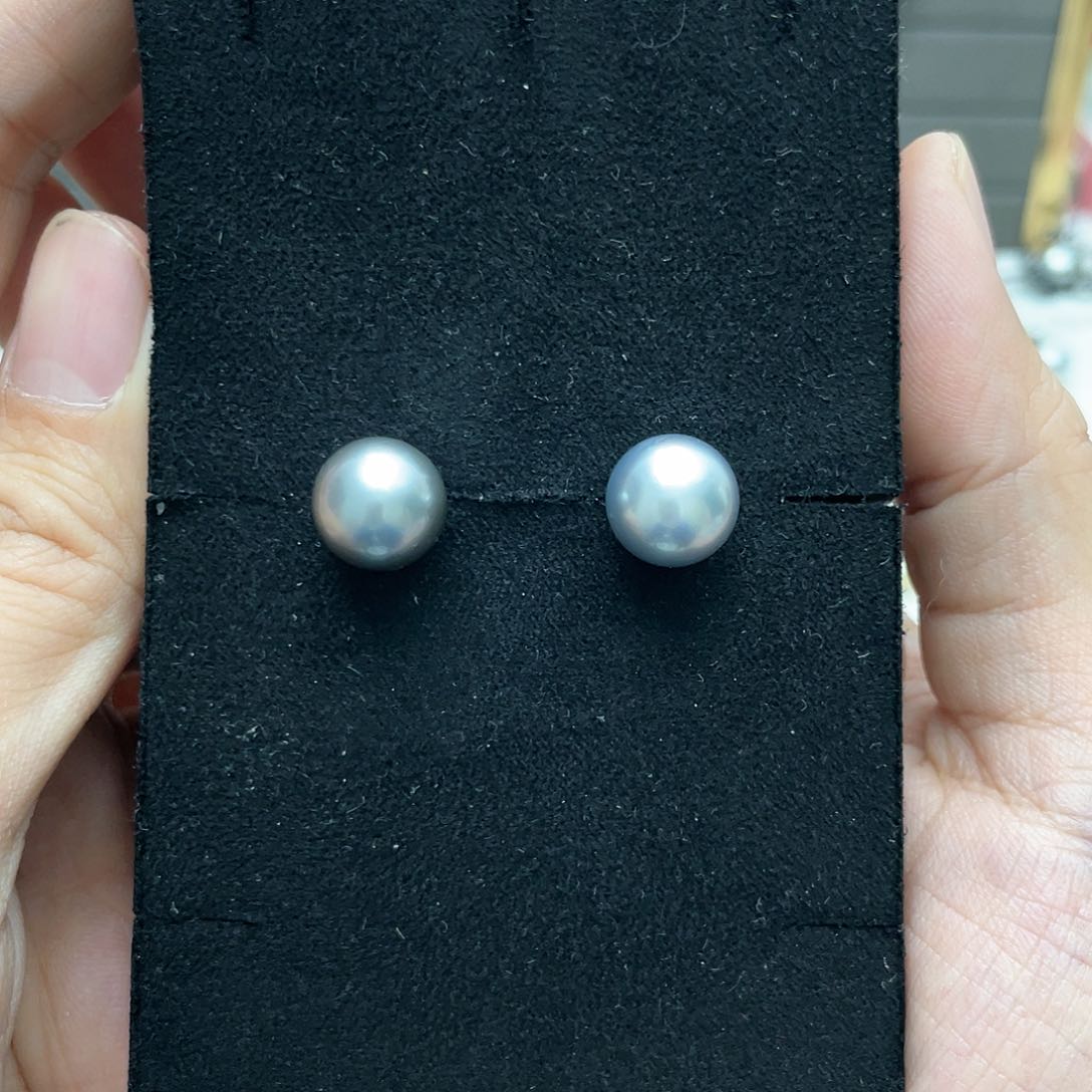海水珍珠耳饰银S925镶嵌