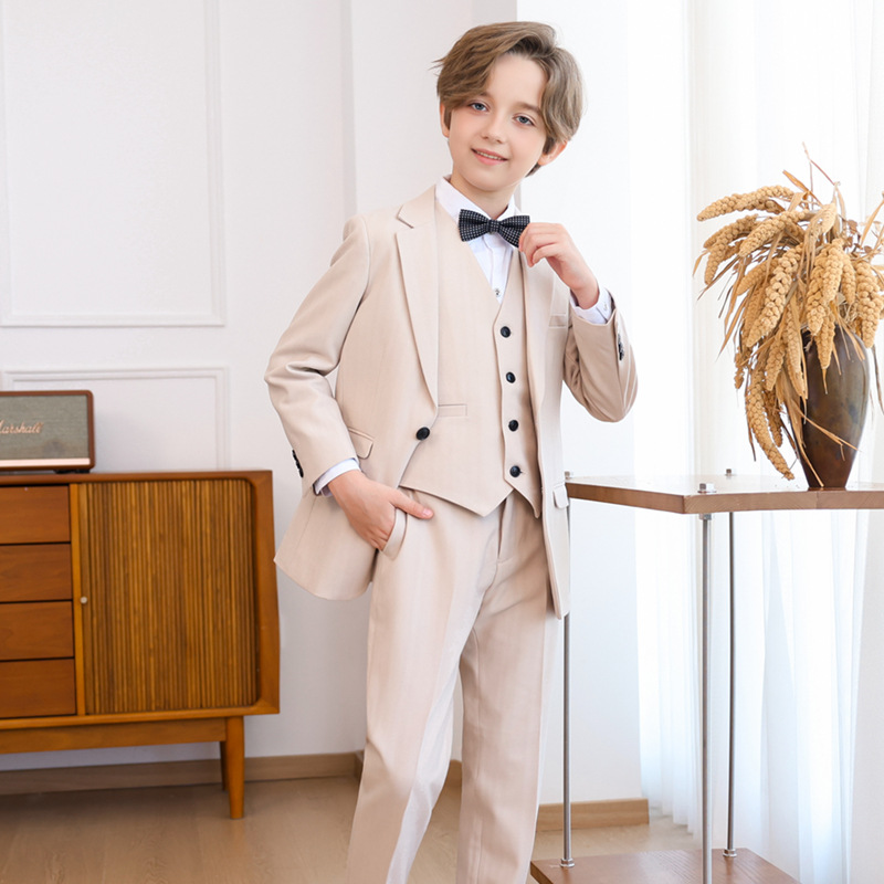 儿童西装套装秋冬新款英伦风花童生日礼服男童钢琴主持活动演出服