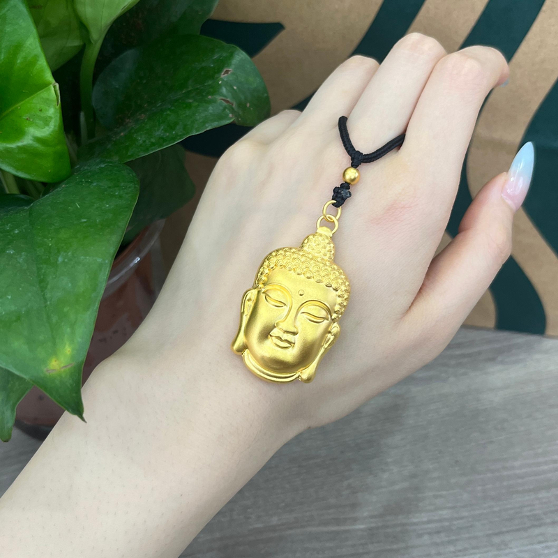 吊坠足银 足银镀金【古法佛头吊坠项链】佛头经典时尚双面手工编绳