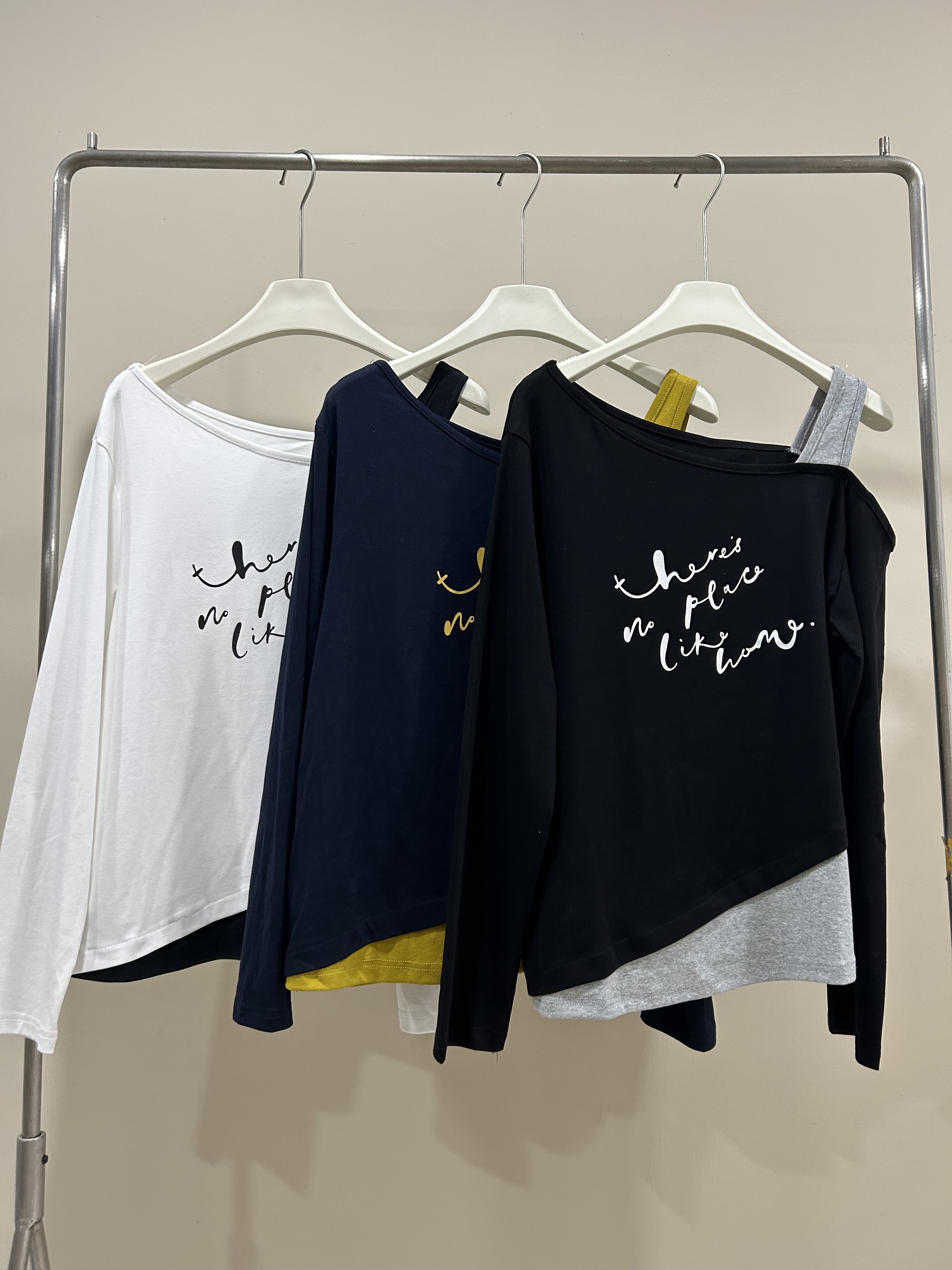 秋季新款印花常规长袖宽松型字母T恤夏季复古针织设计感T9089