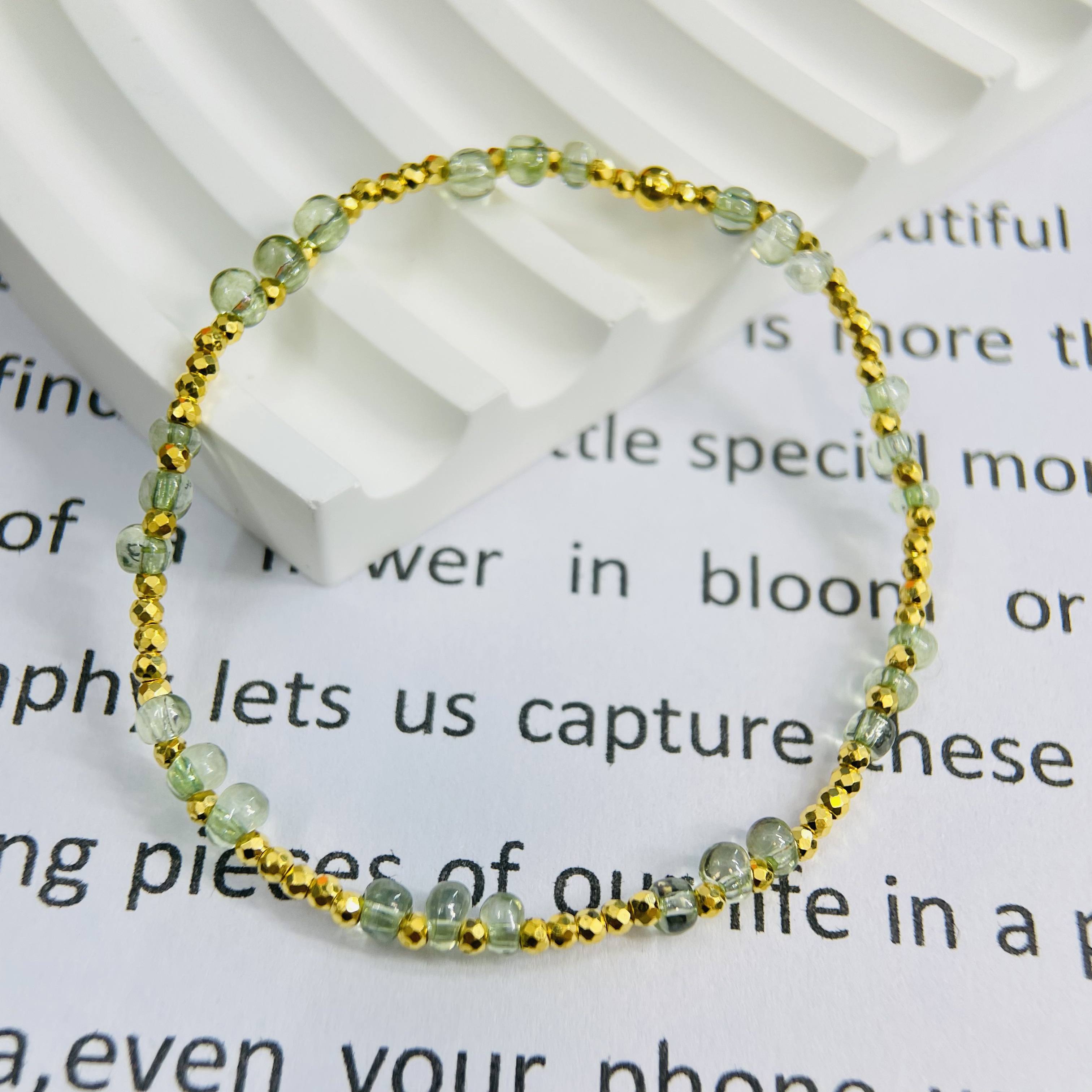 足金999绿16cm蹦迪珠手链DP3140-01110