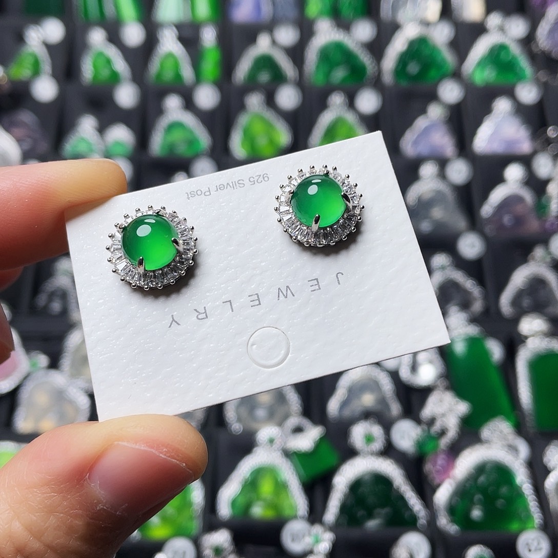 玛瑙/玉髓合金耳钉