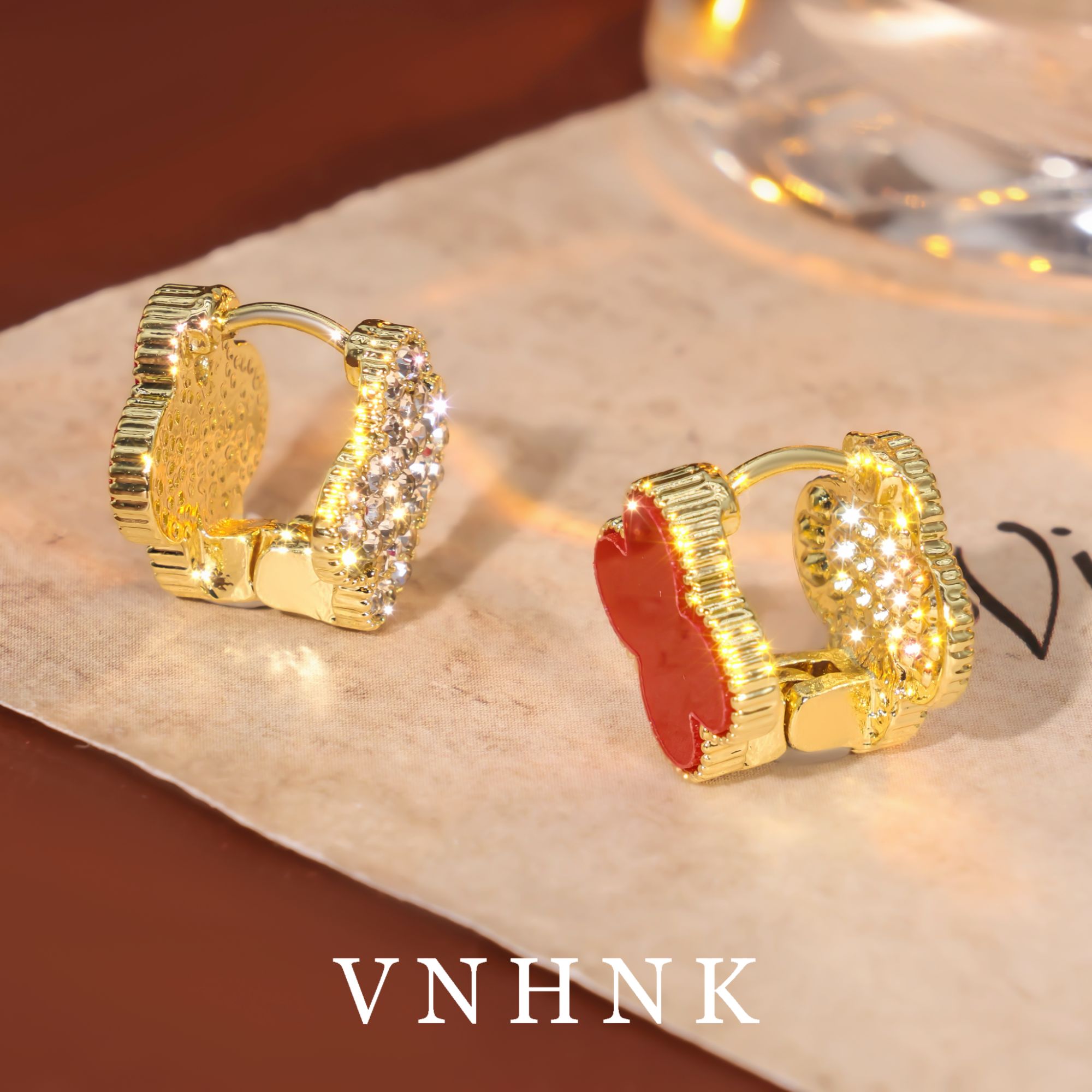 铜合金合成锆石耳饰 美可儿  F583  金色小众百搭耳环