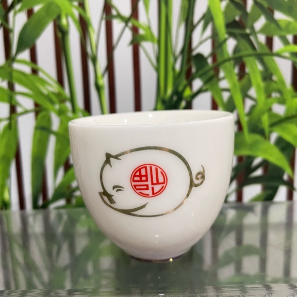 福气满满白陶瓷主人杯50ml