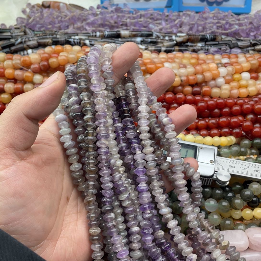 玛瑙/玉髓珠宝半成品未镶嵌一条装8mm紫水算盘有深有浅