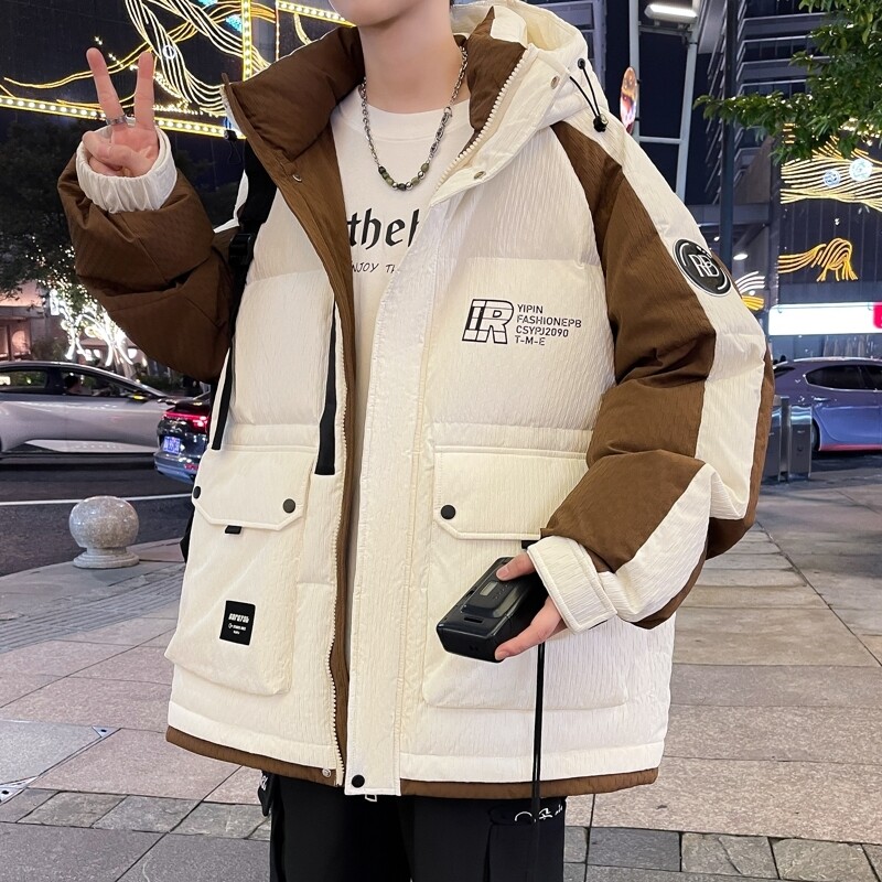 青少年冬季新款羽绒服男连帽保暖冬装外套男宽松舒适潮流休闲百搭