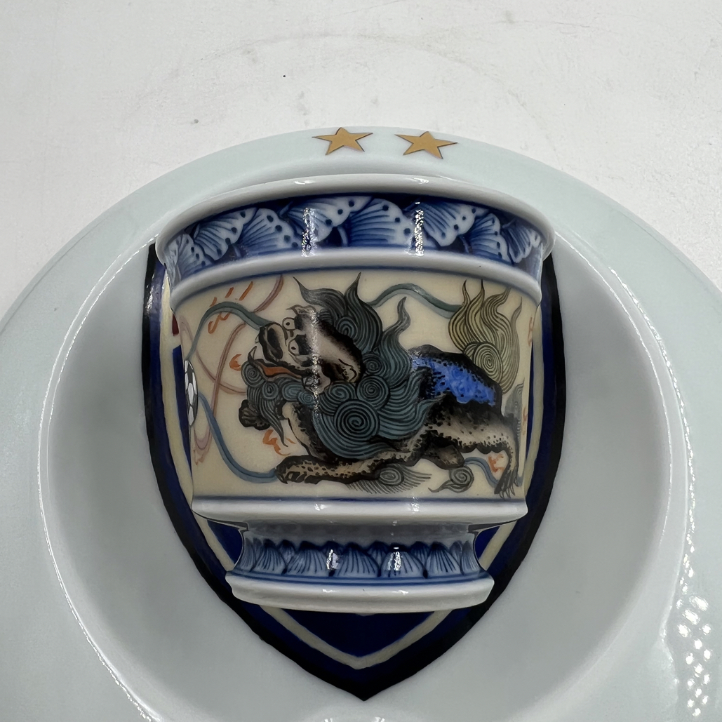 景德镇陶瓷手绘双狮绣球灯杯主人杯系列