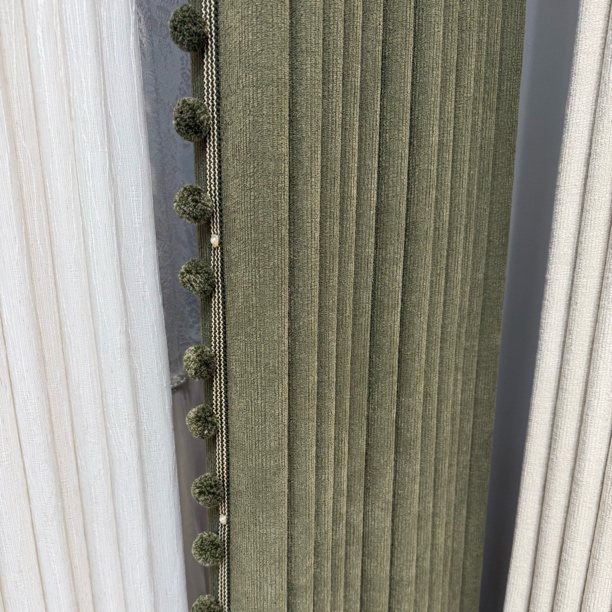 美家 高端复古绿带金丝双面窗帘（高货）