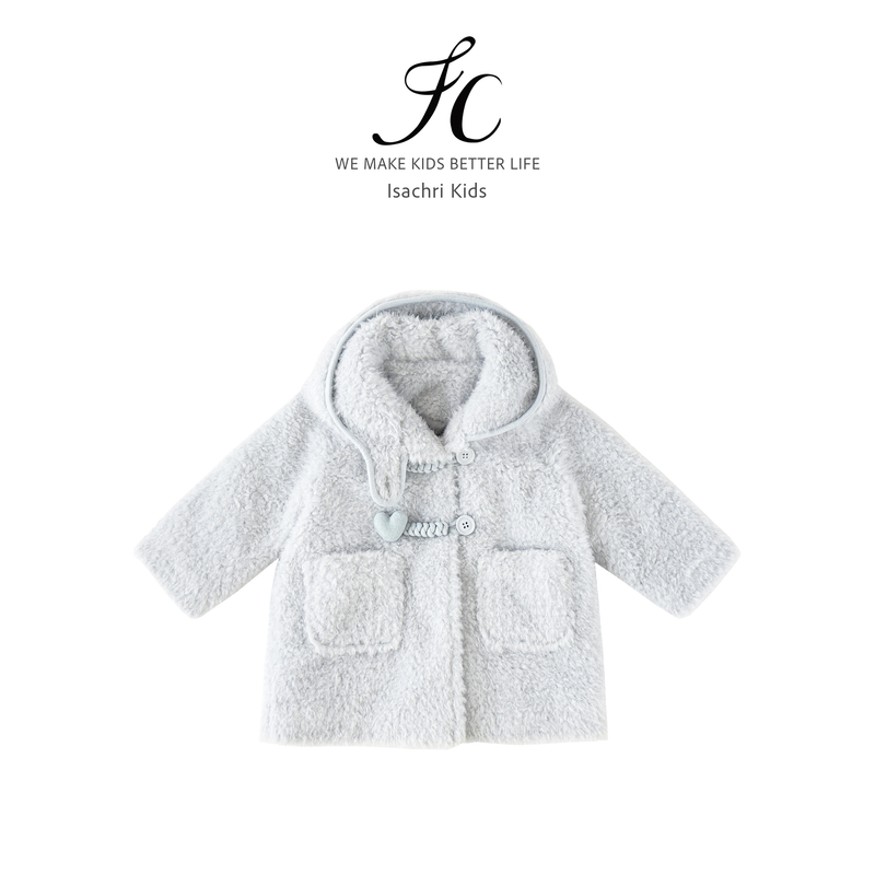 晶晶家【现发】甜心风铃保暖儿童连帽大衣秋冬女童糕糕毛外套 IS926