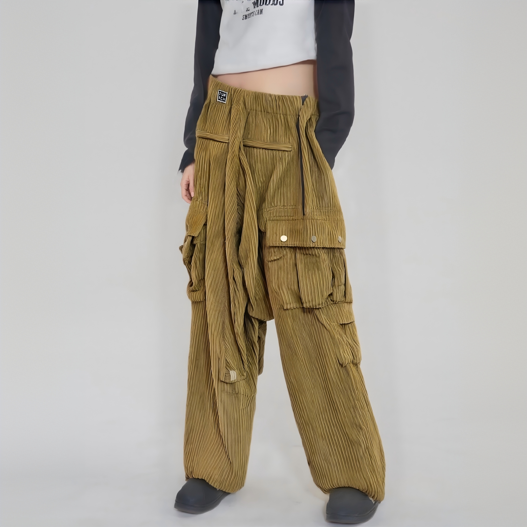 TCH【时尚摩登】冬款百搭保暖灯芯绒黄色宽松休闲长裤S72A206111