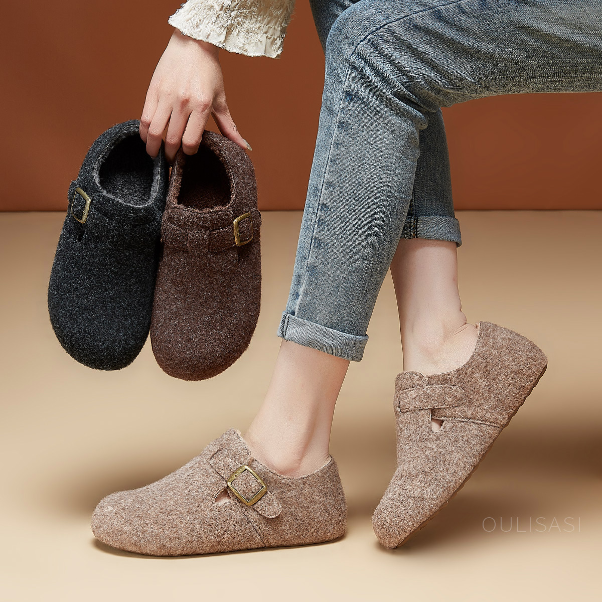 | 惊喜-510 | 0.5公分 加绒保暖勃肯棉鞋一脚蹬软底毛毛鞋