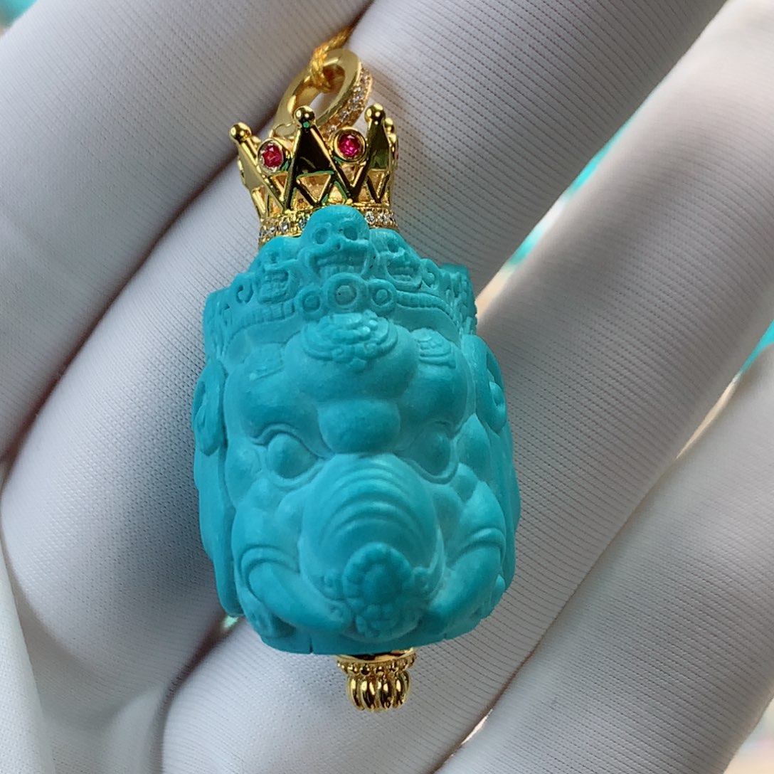 绿松石挂件18K金镶嵌