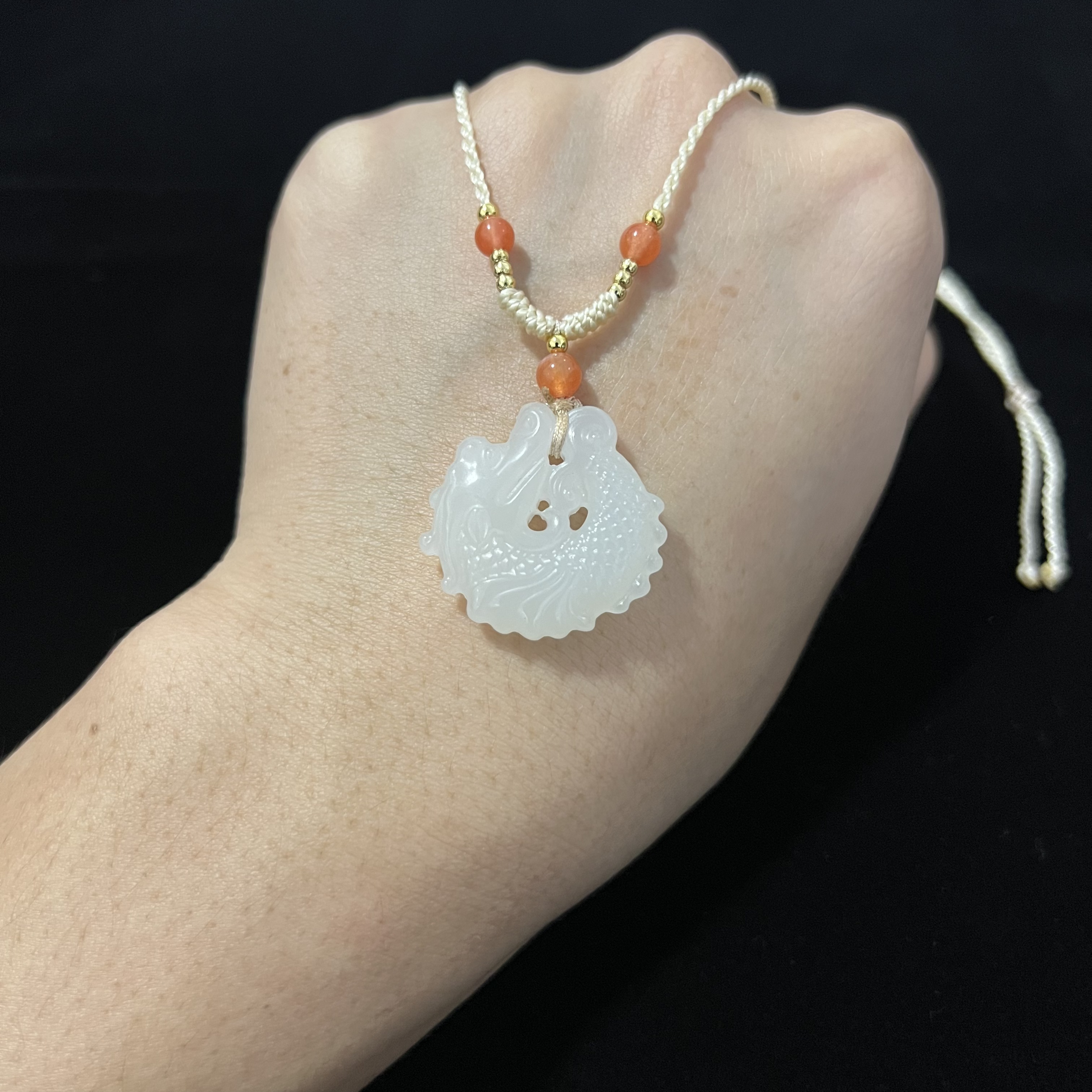 【鱼跃龙门】和田玉青海老料鱼化龙约26mm多样性发一