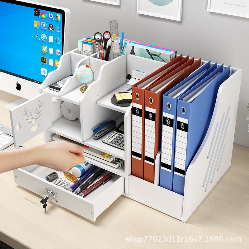 跨境文件夹多层收纳盒文件框栏办公文具用品桌面置物架文件架办公