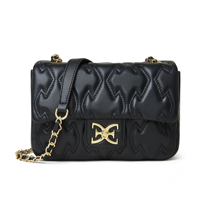 （品牌特卖）ELLE轻奢牛皮单肩包挎包菱格链条包包E54S1145011