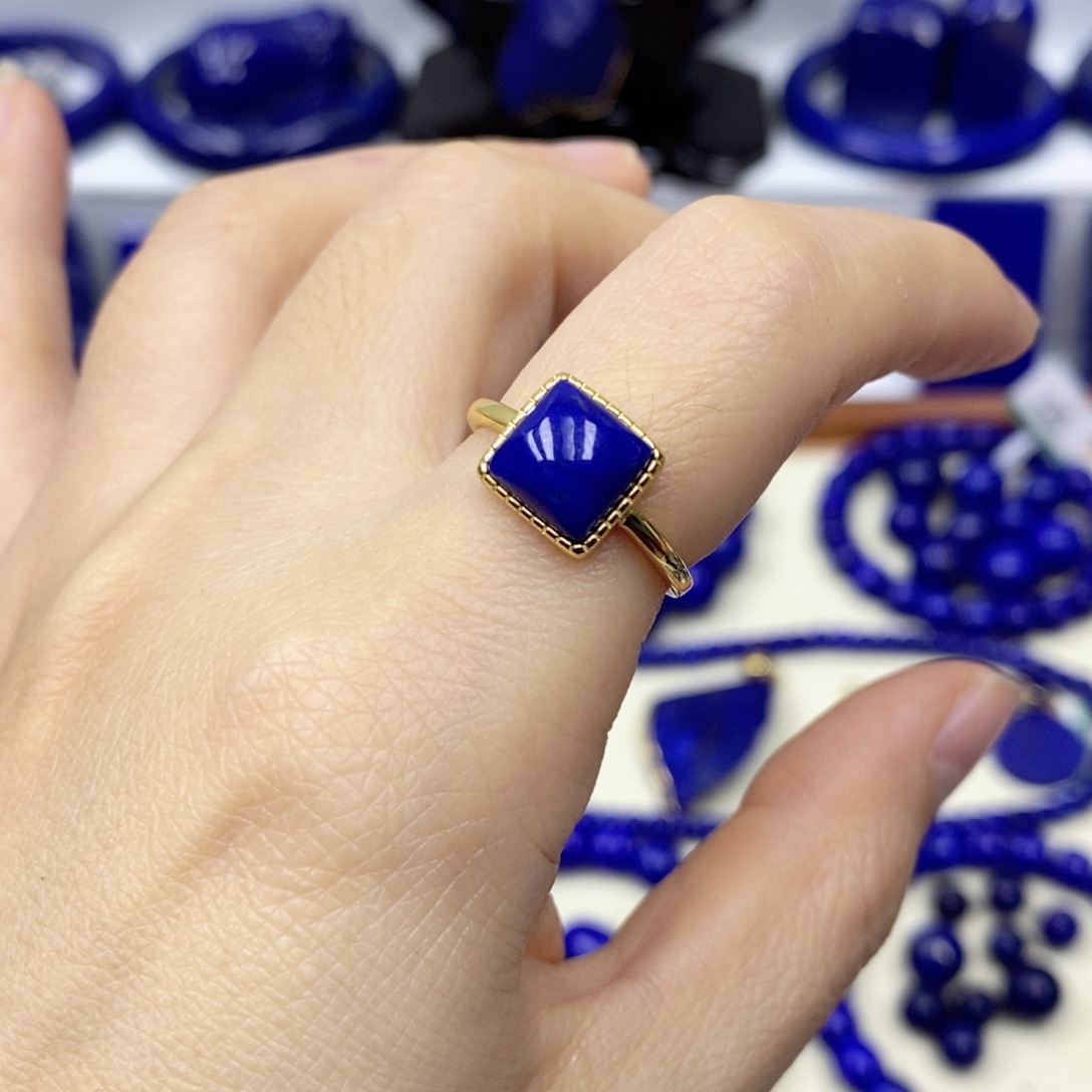 青金石戒指银S925镀金镶嵌