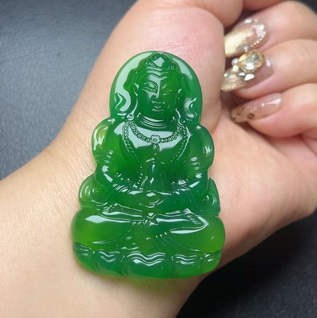 天然玉髓渡母绿玉髓观音吊坠下单配绳子基地发货假一赔四