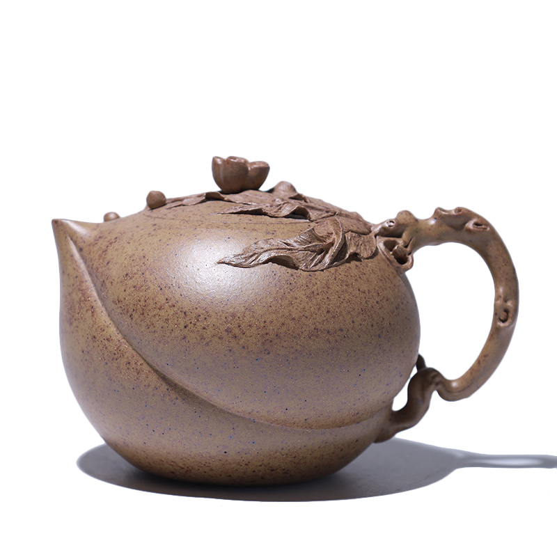 大吉羊柴烧 宜兴壶茶壶 本山绿泥圣桃350ml徐顺伟