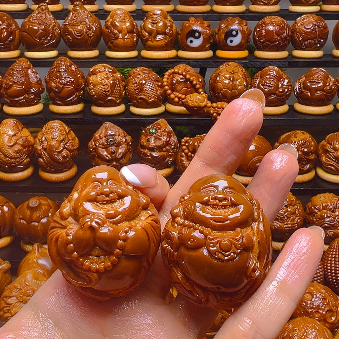 L***丹橄榄核手串/手链瑞兽龙凤弥勒一对