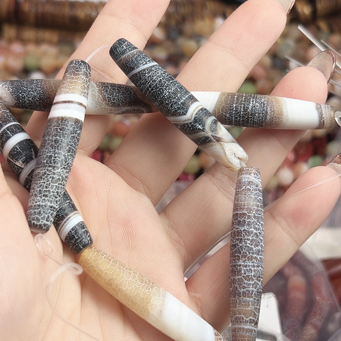玛瑙/玉髓合金珠宝半成品L71。药霜玛瑙一条50mm
