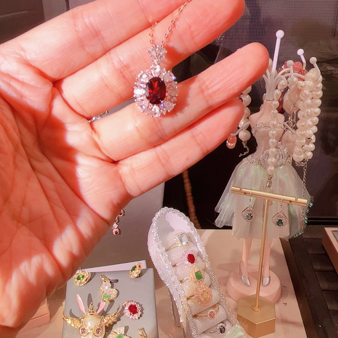 石榴石颈饰银S925镶嵌