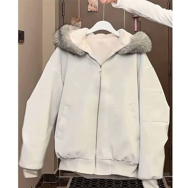 美式重磅荔枝纹pu皮复古棉衣女冬季座山雕加绒加厚保暖棉服冬外套