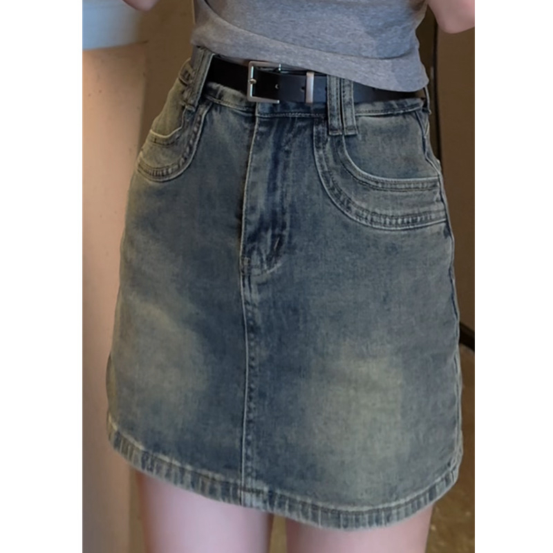 2025秋季新款韩版高腰防走光牛仔裙子包臀短裙女士显瘦a字半身裙