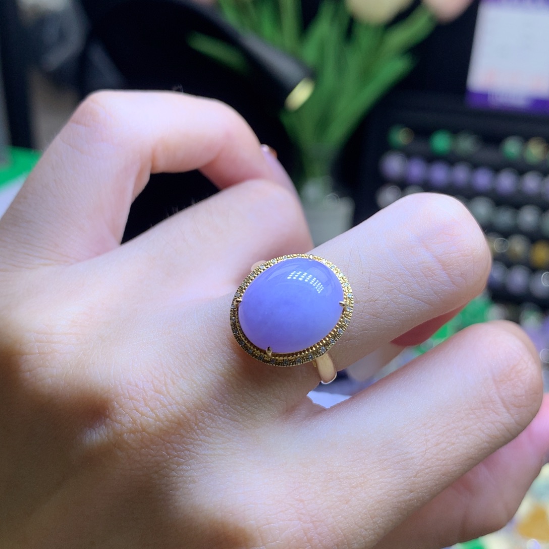 翡翠18K金镶嵌颈饰天然