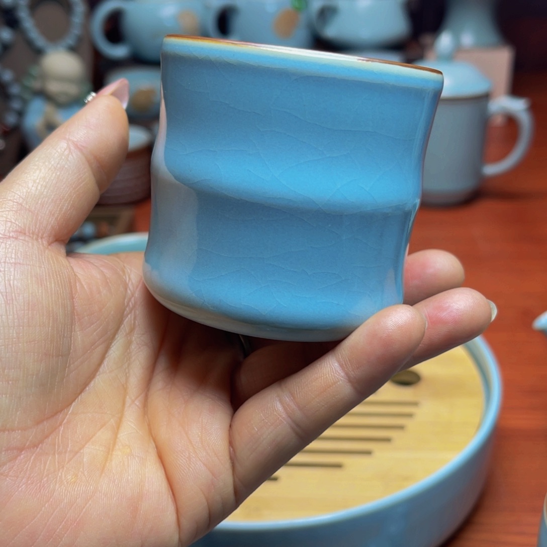 【闪购商品】摆件陶汝州单壶，壶，盖碗，壶，手珠一个杯