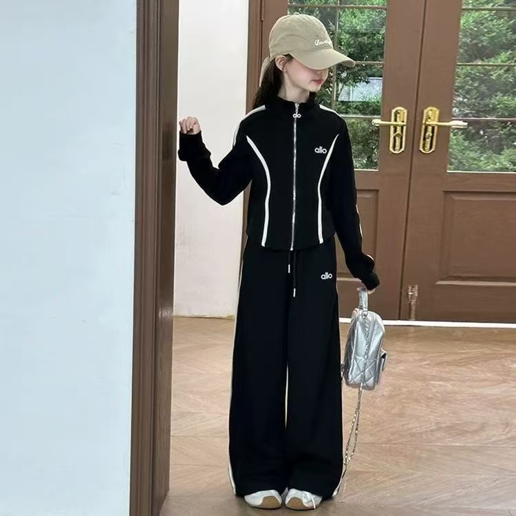 2025秋季新款女童运动裤开衫上衣中大童