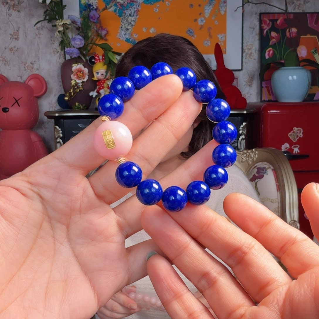 青金石手串18K金镶嵌手串