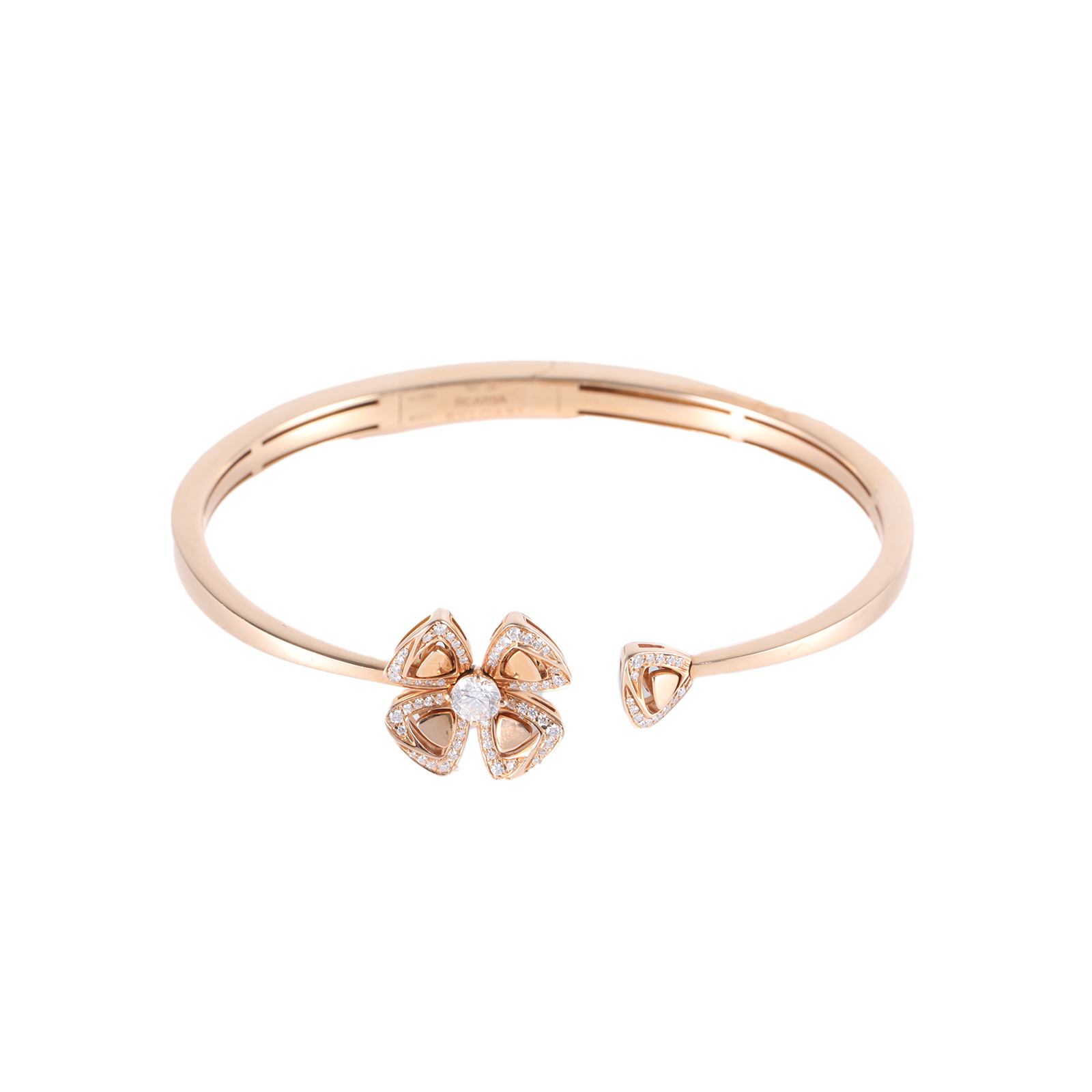 99新 BVLGARI/宝格丽 小花佳珊钻石 玫瑰金 咏绽系列 开口手镯