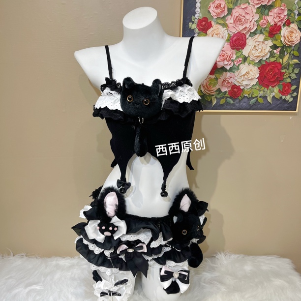 原创西西DD-130手作款夏季韩版可爱性感吊带辣妹日系超甜短牛仔裤