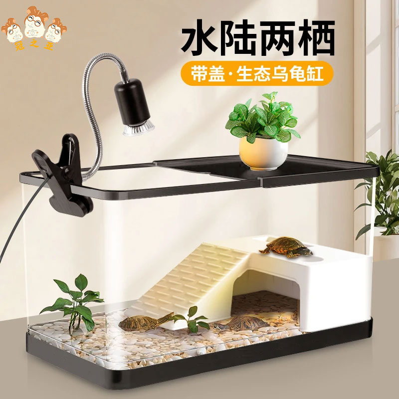 小型养乌龟专用箱生态造景乌龟饲养缸家用鱼缸客厅晒爬台桌面龟缸
