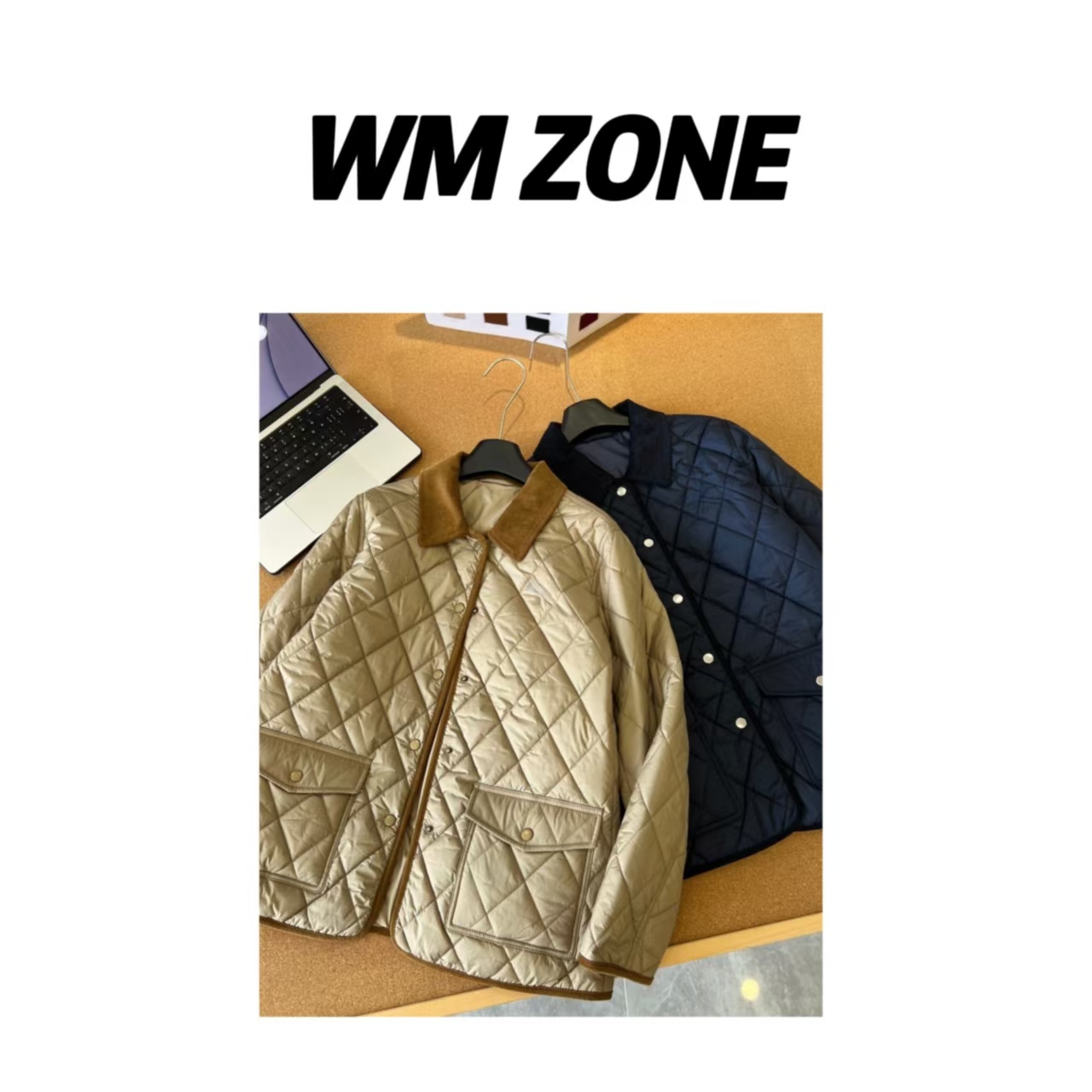 WM 4-10-4113 老钱风刺绣菱格翻领外套