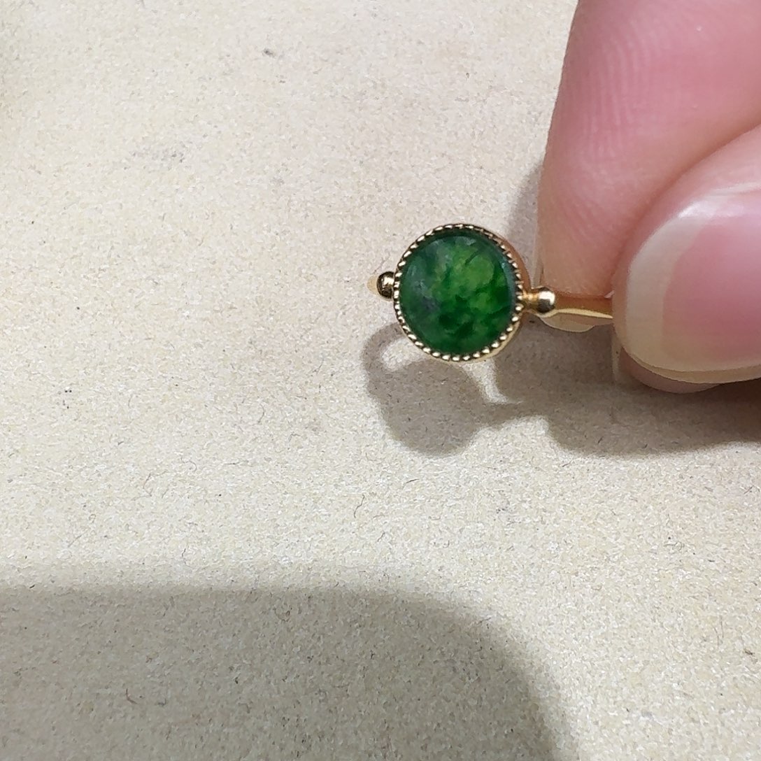 我***天翡翠18K金镶嵌戒指翡翠戒指