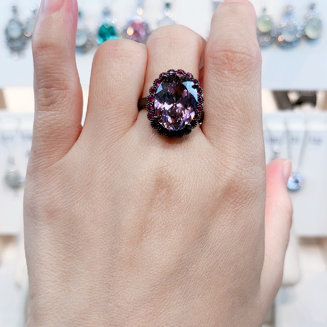 风***过烟晶戒指银S925镶嵌