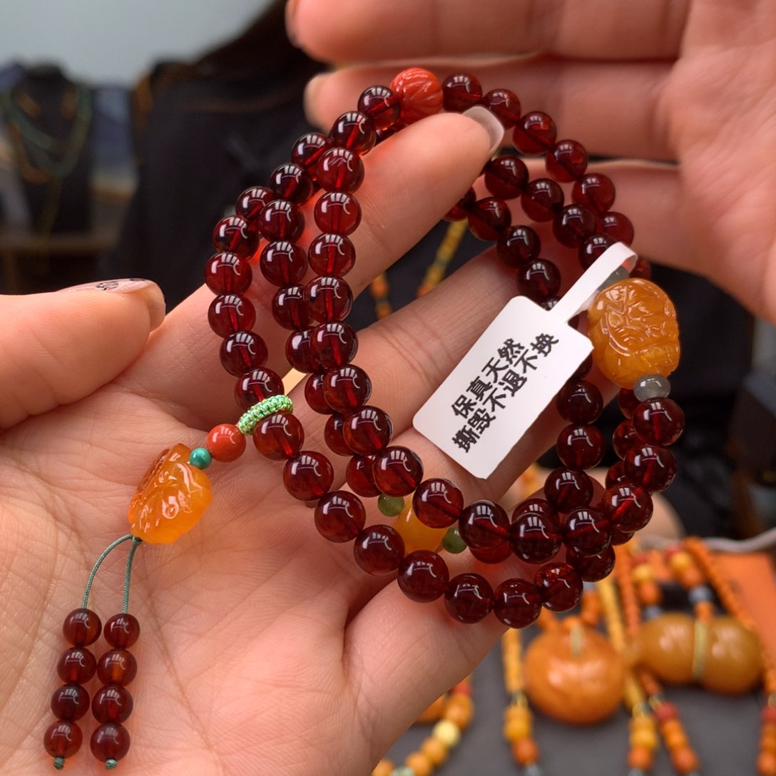 血珀手串未镶嵌天然