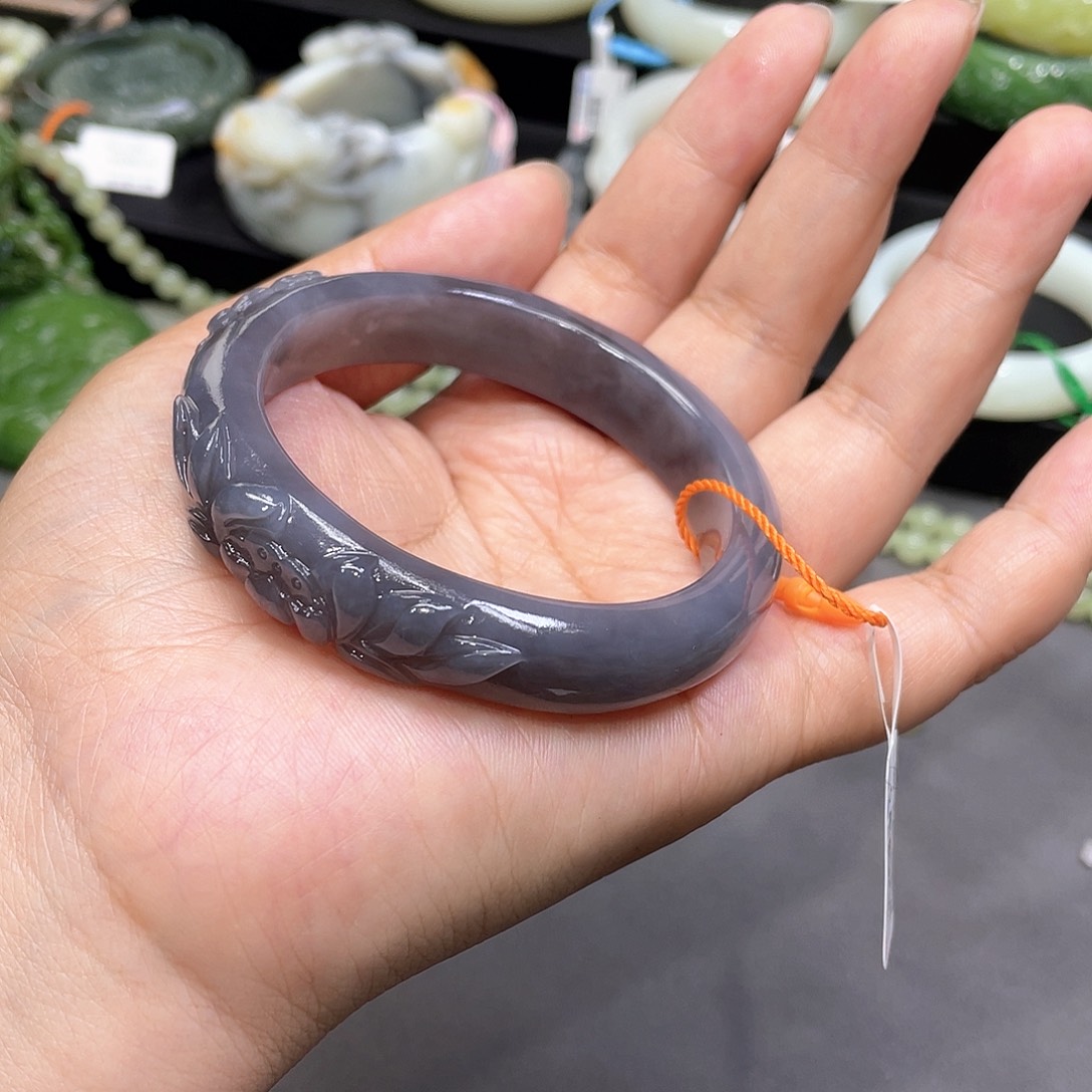 和田玉未镶嵌手镯57圈口44