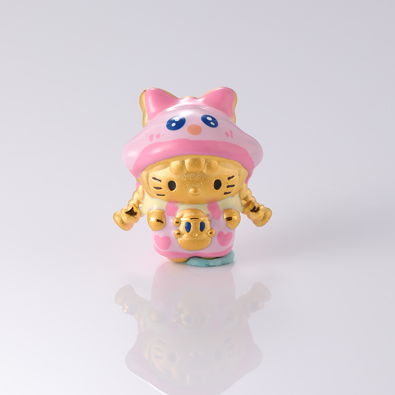 足金999粉色星之卡比KT烤漆3D硬金手串水贝黄金转运珠