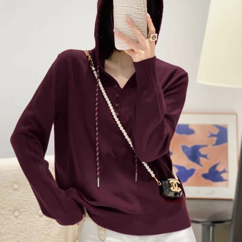 时尚针织衫连帽针织常规款毛针织衫网红毛衣中厚秋季