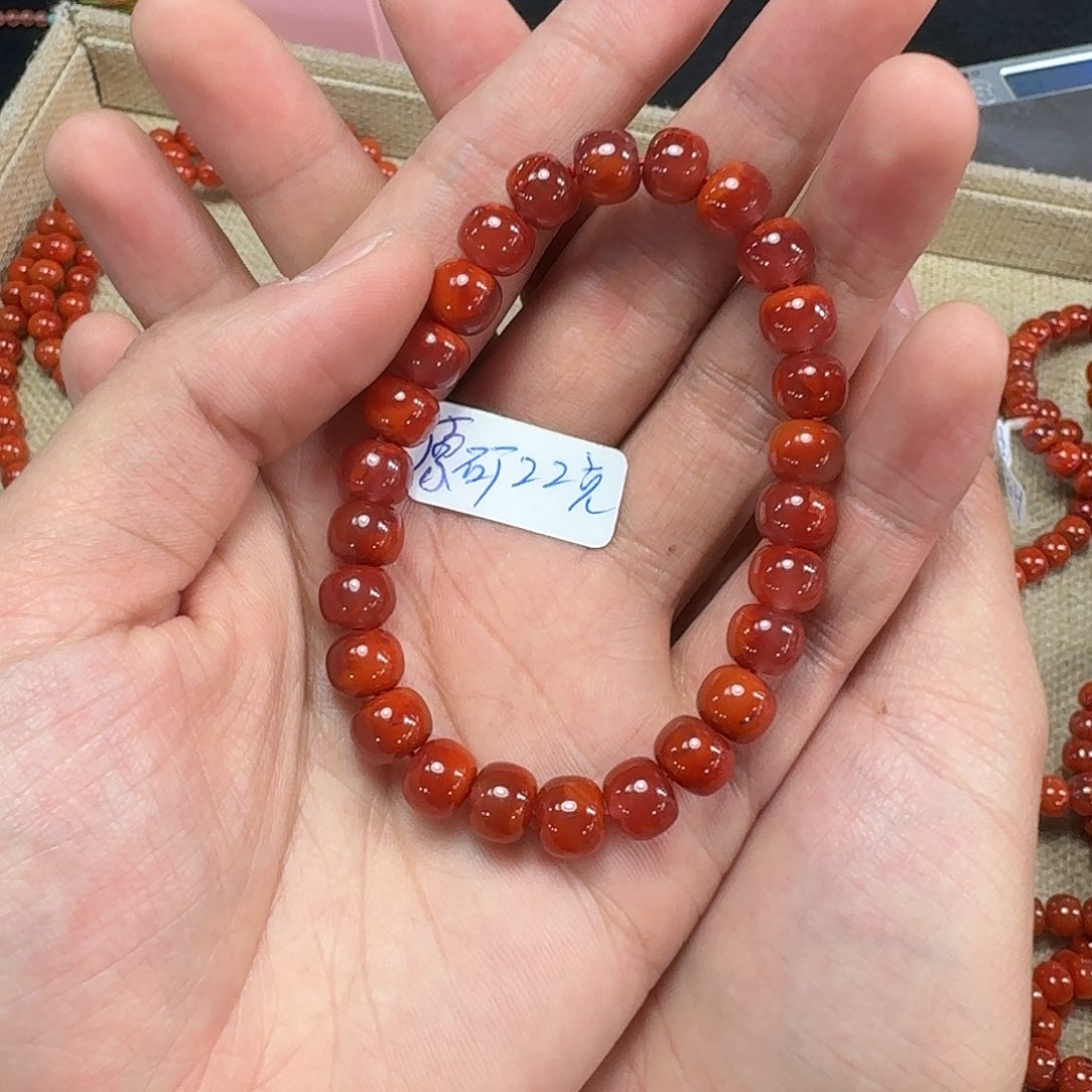 南红玛瑙手链未镶嵌原矿南红手串8mm瓦西老型车厘子