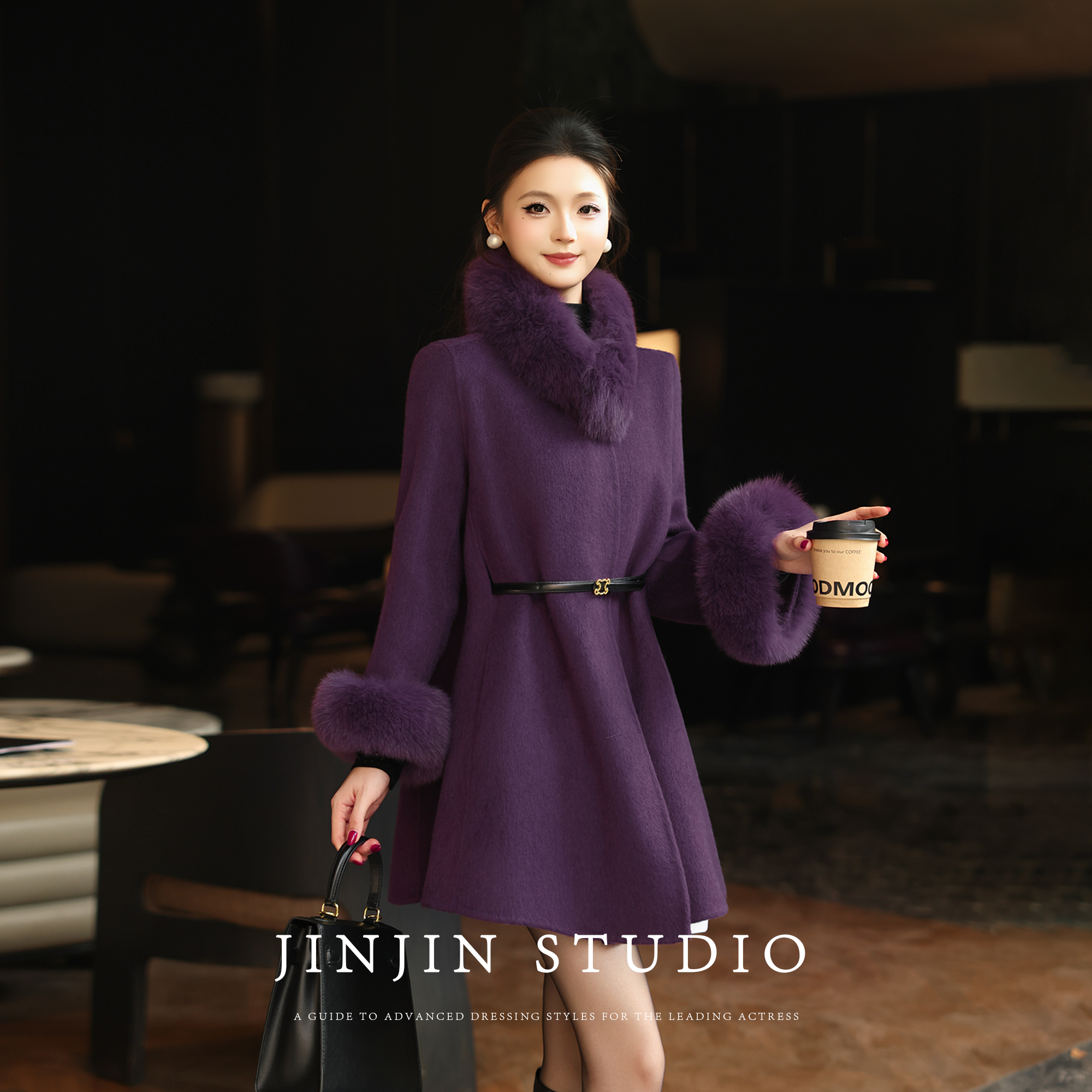 MD进进原创【南法优雅】2025秋冬加厚气质洋气时尚双面呢羊毛外套