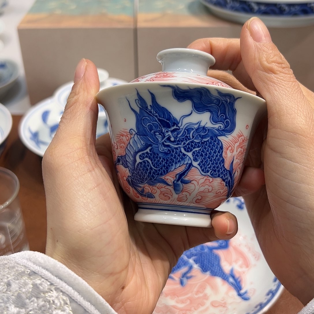 盖碗镨*朲海浪麒麟盖碗110毫升