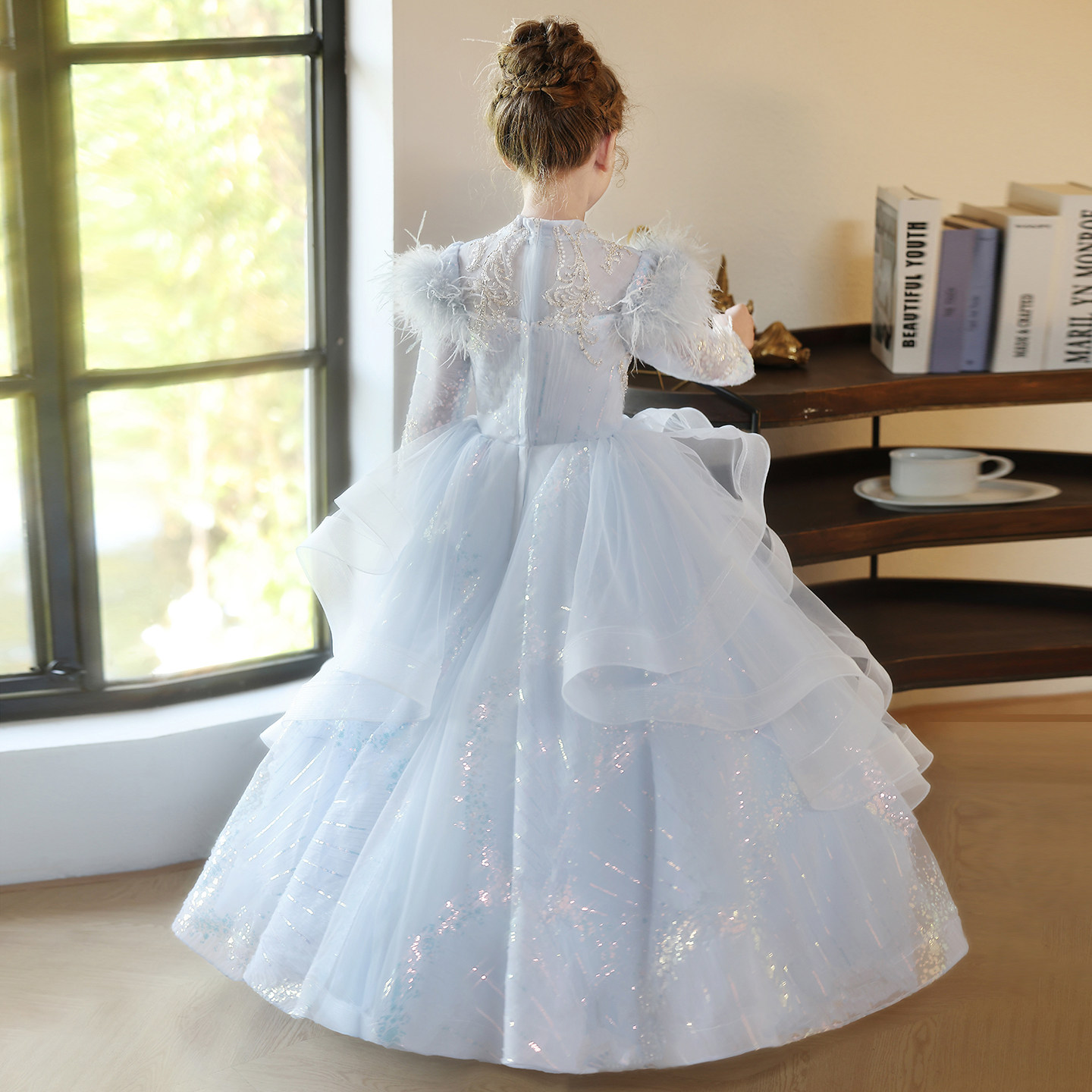 儿童礼服女童轻奢小众高端绝美公主裙女孩主持人钢琴演奏演出冬季