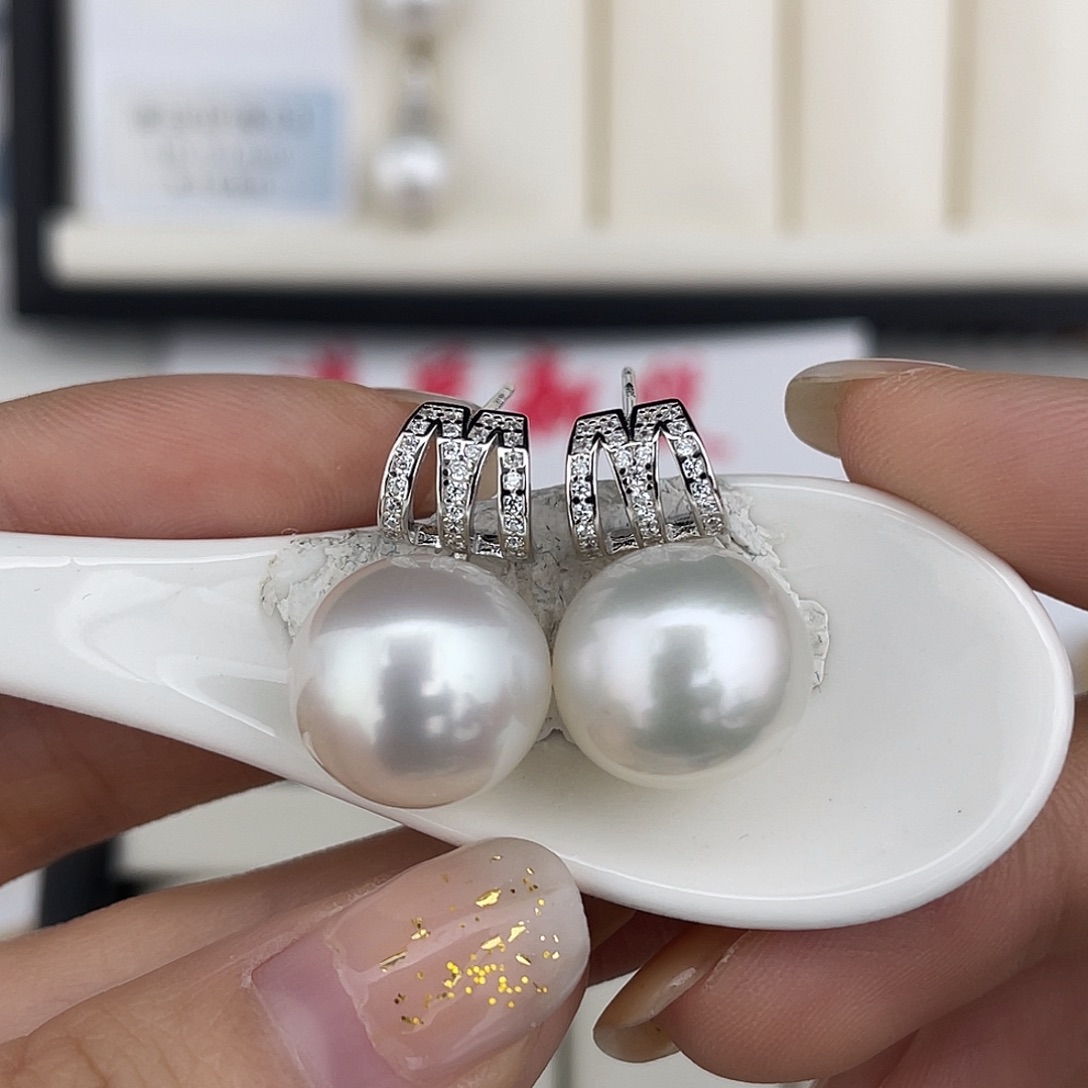 定制海水珍珠未镶嵌裸珠澳白极光13-14mm