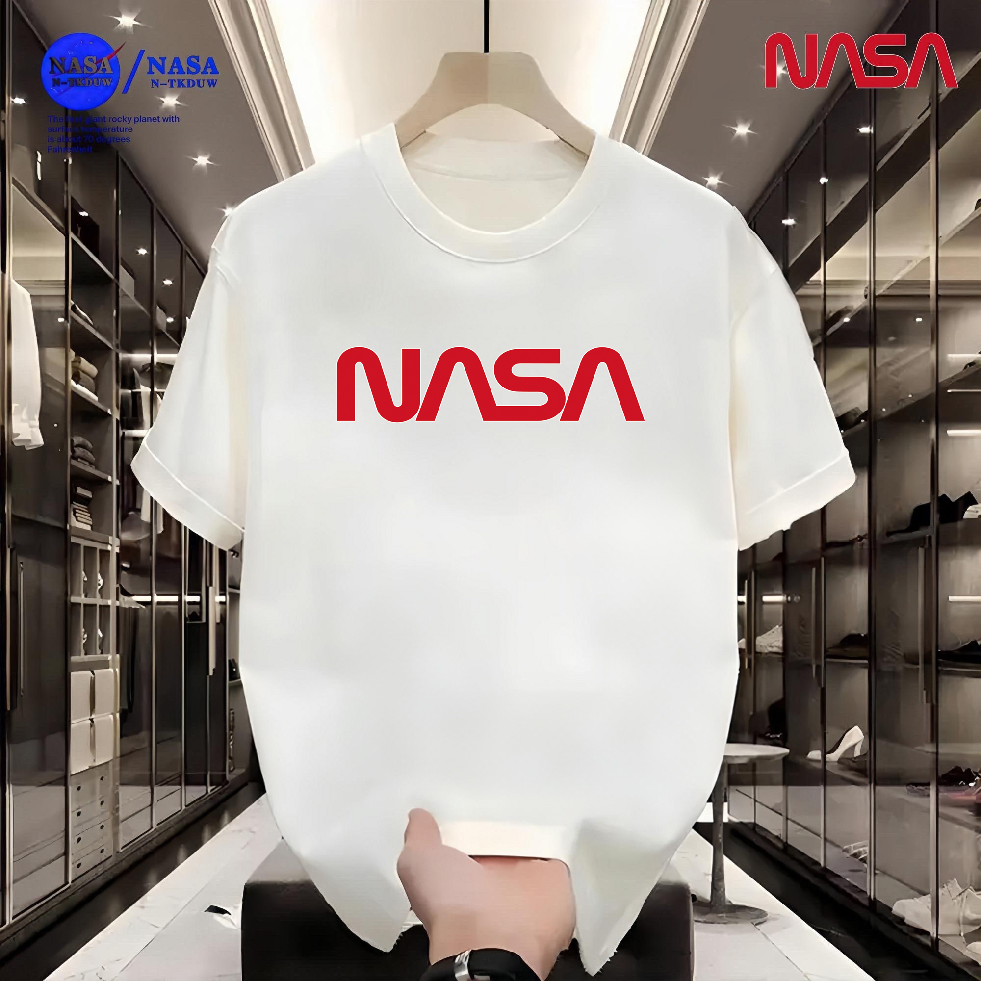D16NASA联名重磅T恤男女同款时尚百搭圆领t恤短袖【红NASA】A-01